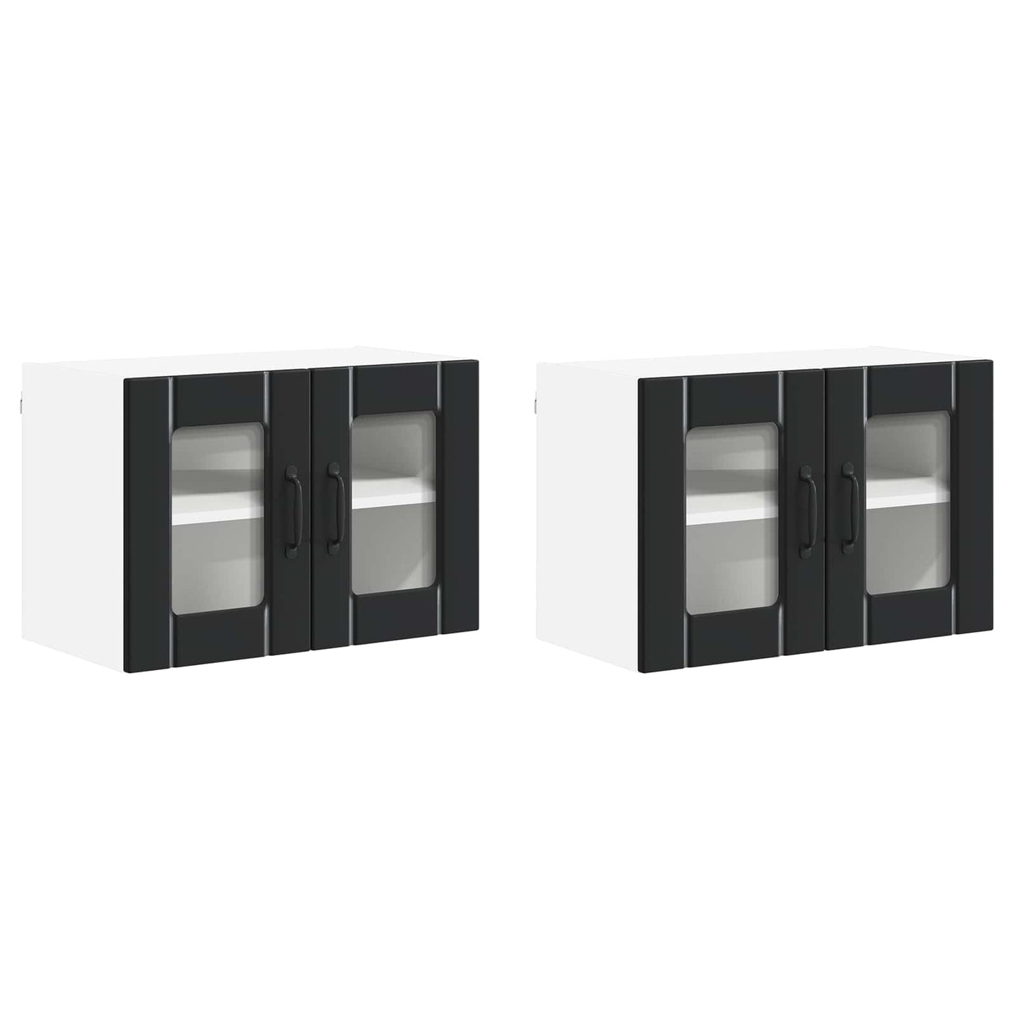 Wandglas-Schrank LUCCA 2 stk. Schwarz Holzwerkstoff