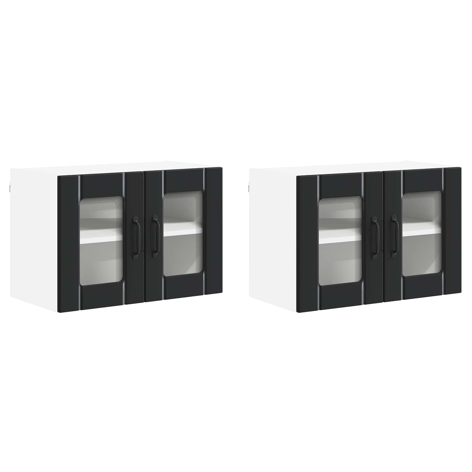 Wandglas-Schrank LUCCA 2 stk. Schwarz Holzwerkstoff