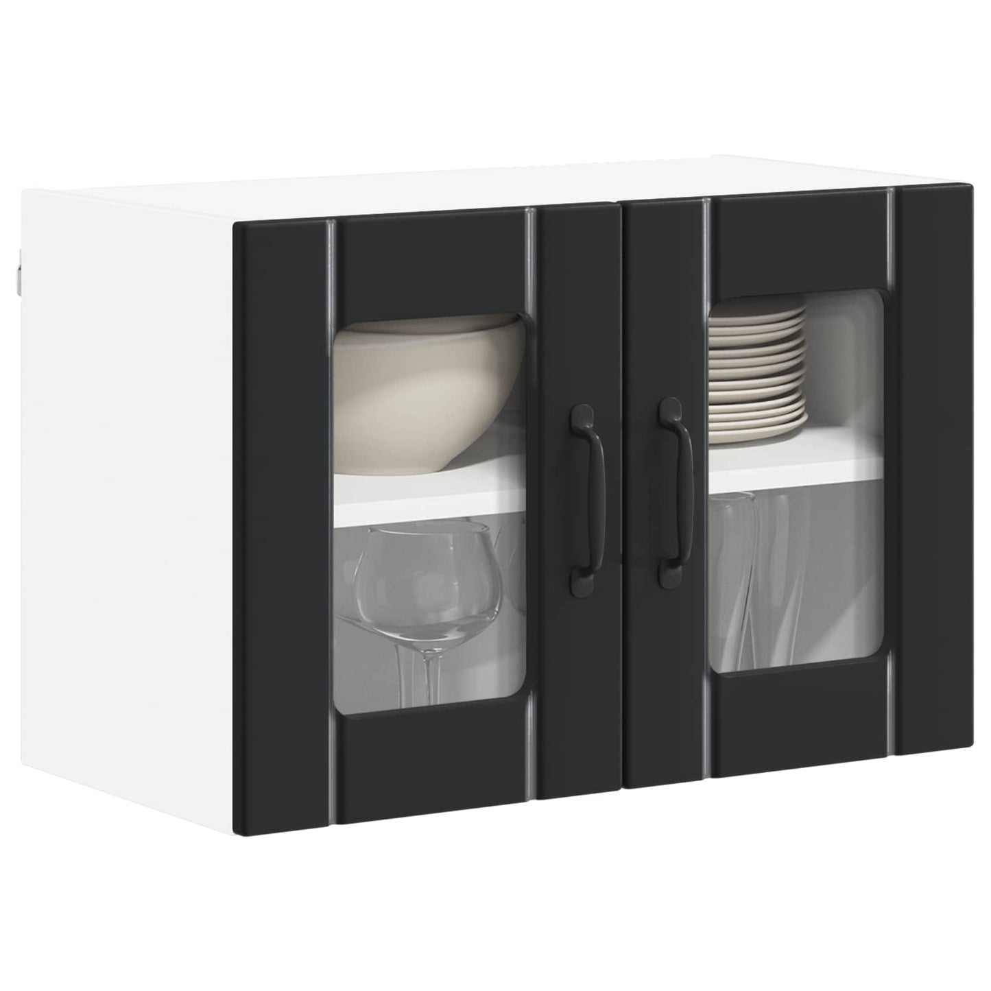 Wandglas-Schrank LUCCA 2 stk. Schwarz Holzwerkstoff