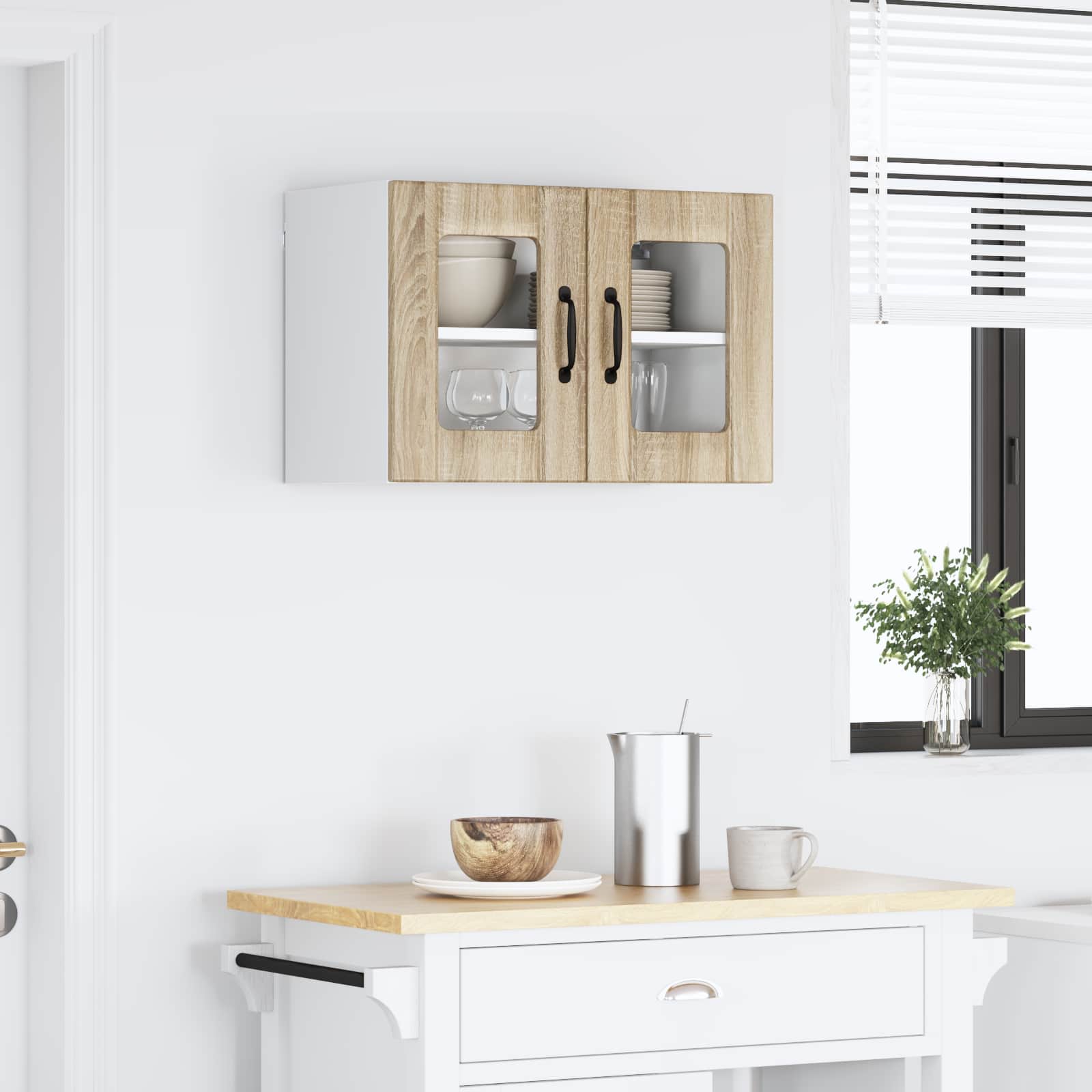 Wandglas-Schrank LUCCA 2 stk. Sonoma-Eiche Holzwerkstoff