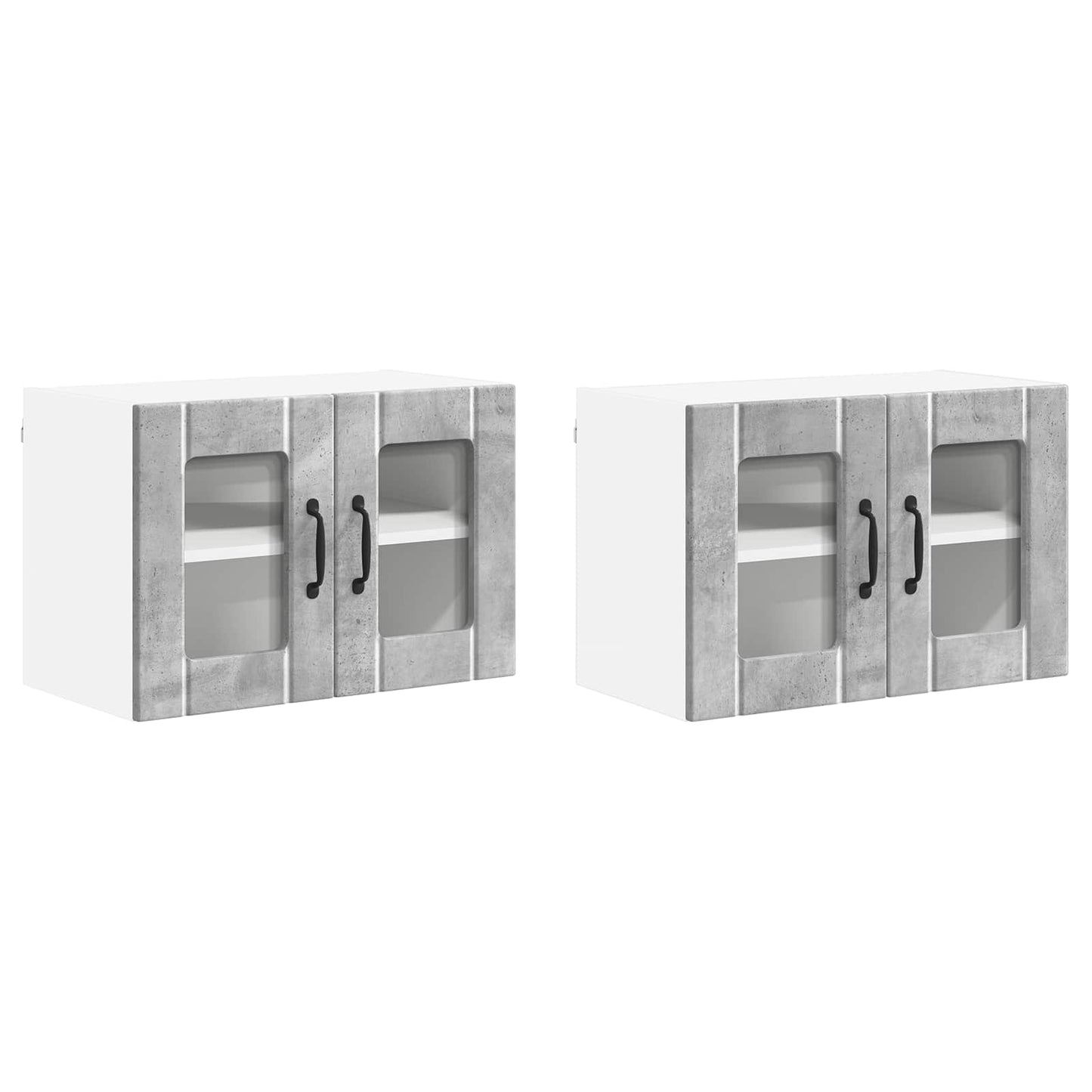 Wandglas-Schrank LUCCA 2 stk. Betongrau Holzwerkstoff