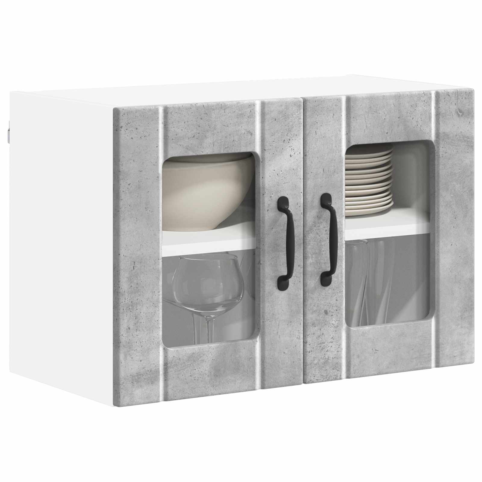 Wandglas-Schrank LUCCA 2 stk. Betongrau Holzwerkstoff