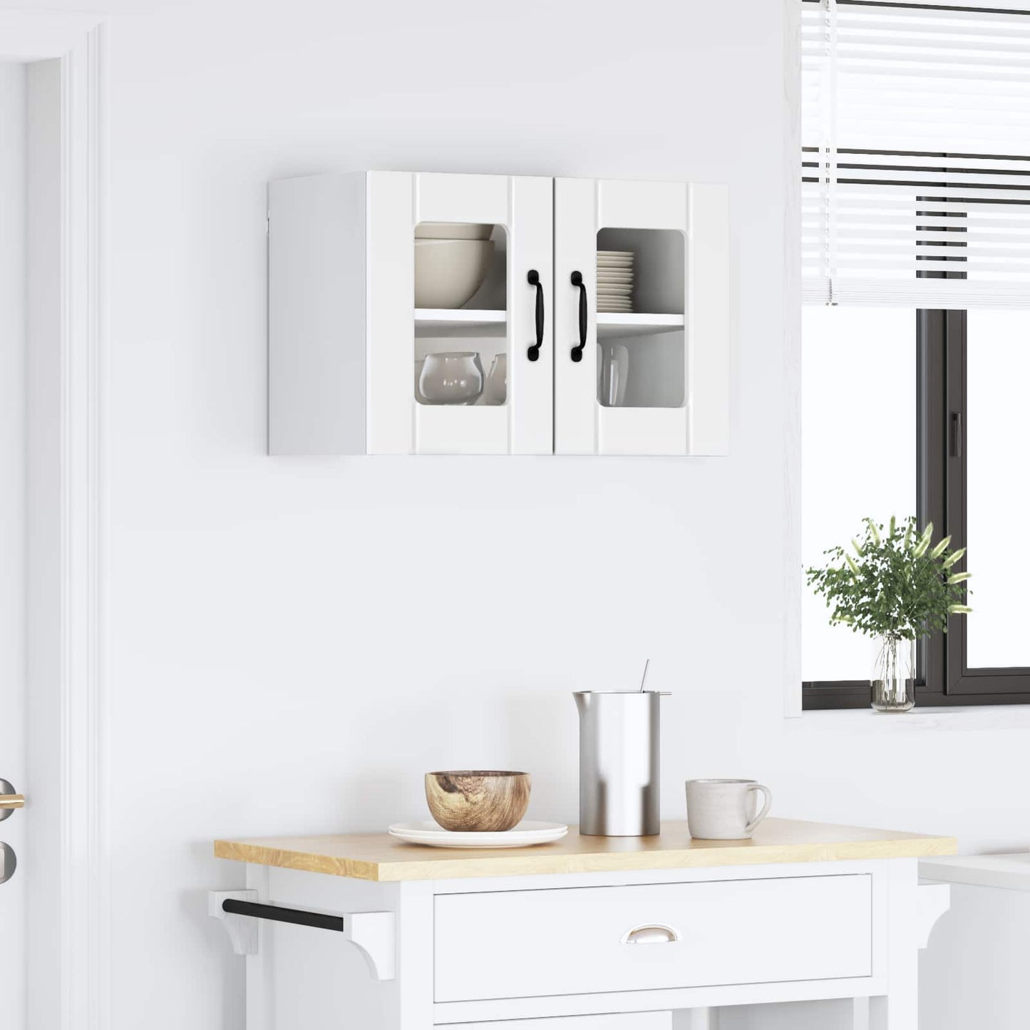 Wandglas-Schrank LUCCA Hochglanz Weiß 60 x 31 x 40 cm