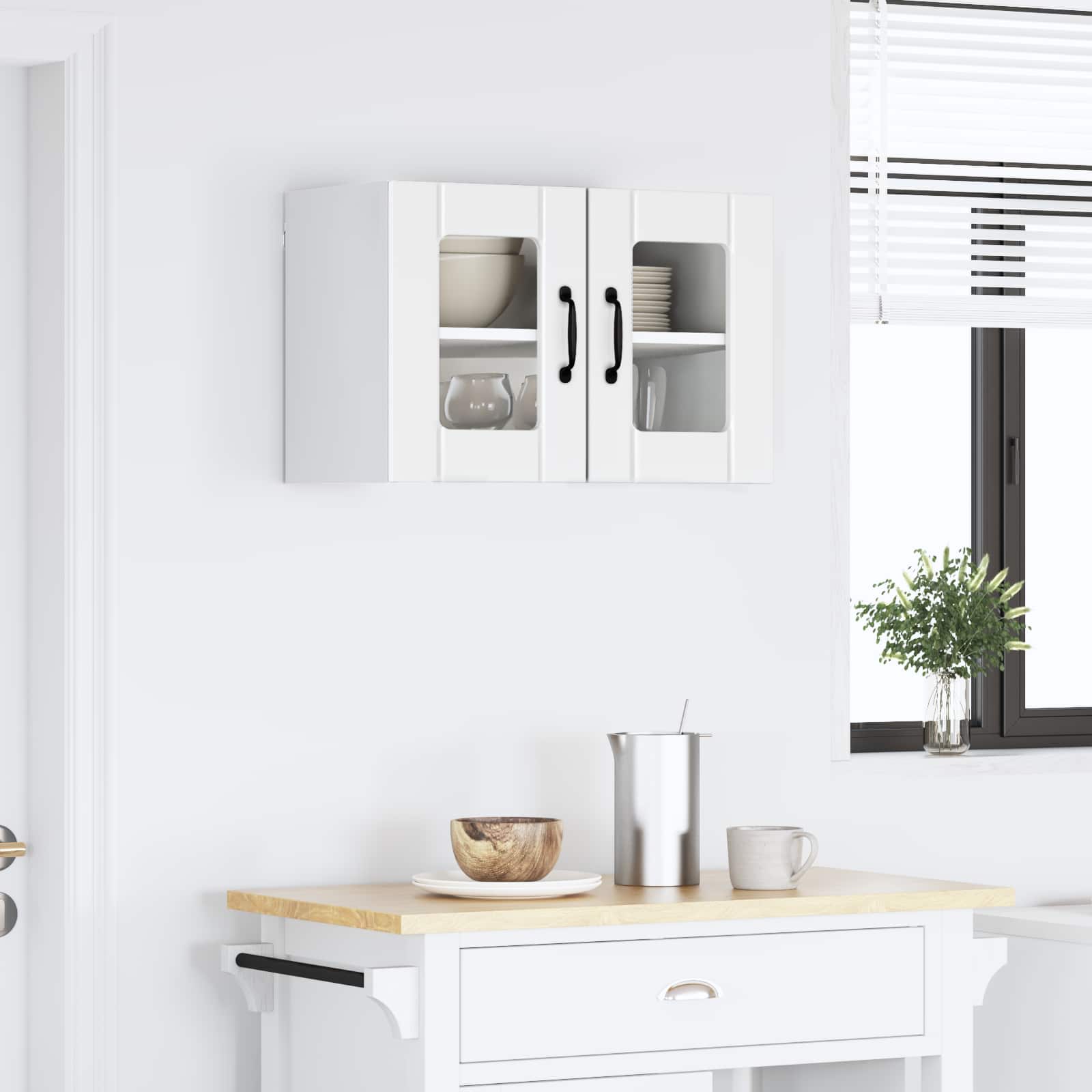 Wandglas-Schrank LUCCA Hochglanz Weiß 60 x 31 x 40 cm