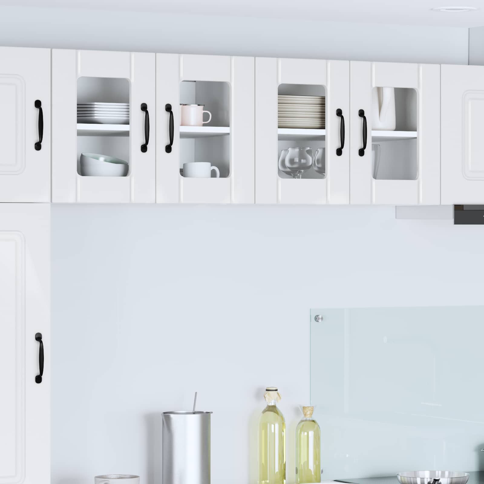 Wandglas-Schrank LUCCA 2 stk. Hochglanz Weiß Holzwerkstoff