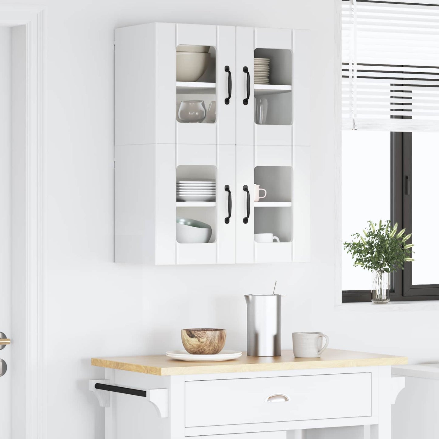 Wandglas-Schrank LUCCA 2 stk. Hochglanz Weiß Holzwerkstoff