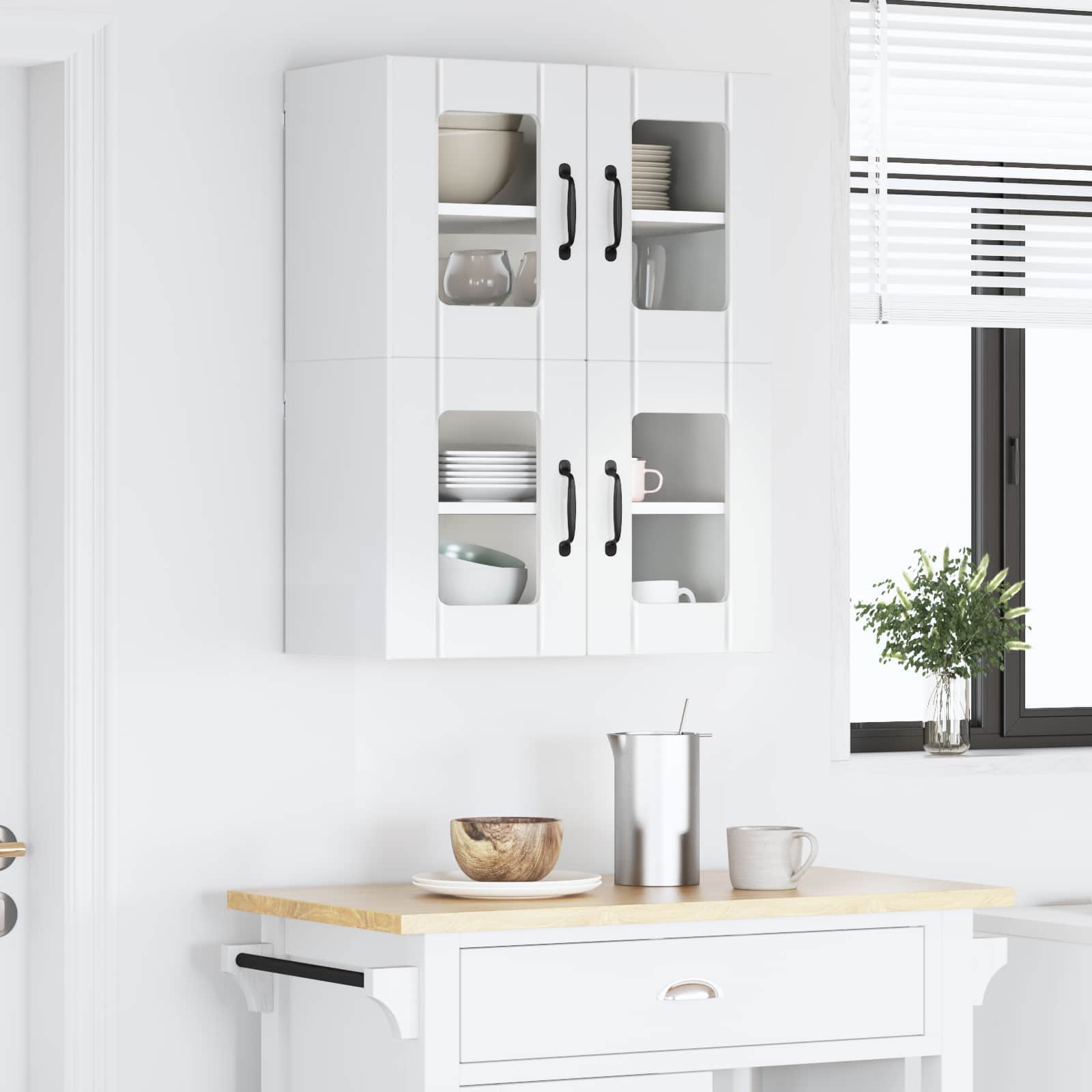 Wandglas-Schrank LUCCA 2 stk. Hochglanz Weiß Holzwerkstoff
