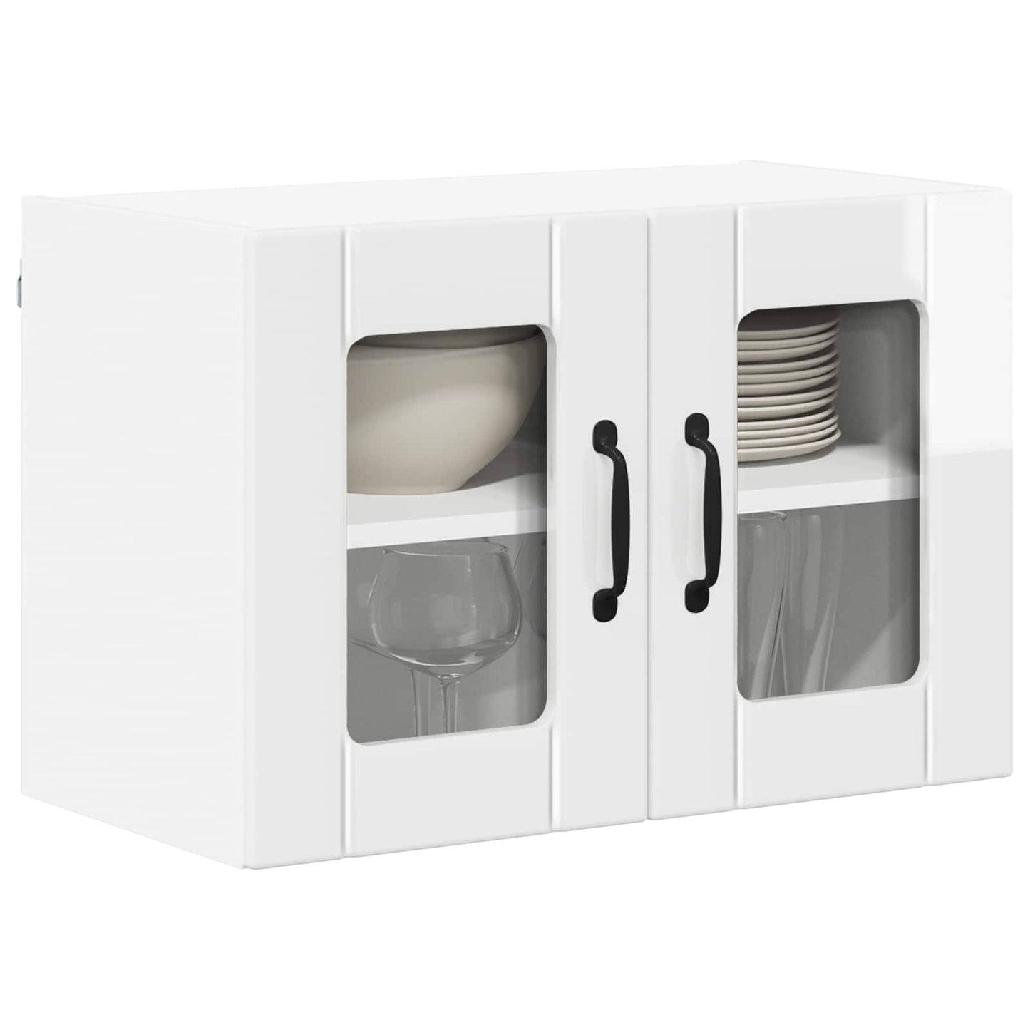 Wandglas-Schrank LUCCA 2 stk. Hochglanz Weiß Holzwerkstoff