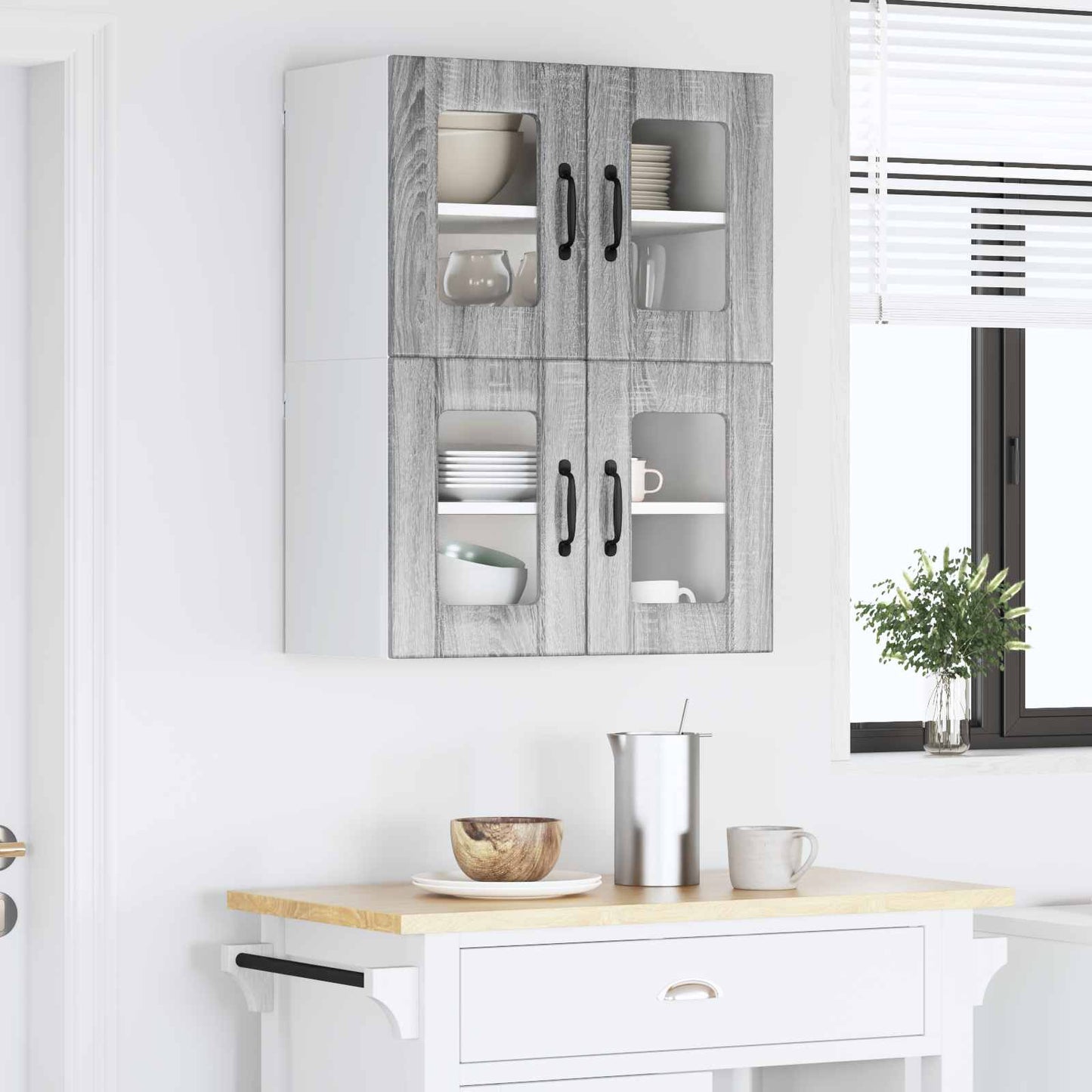 Wandglas-Schrank LUCCA 2 stk. Graues Sonoma Holzwerkstoff