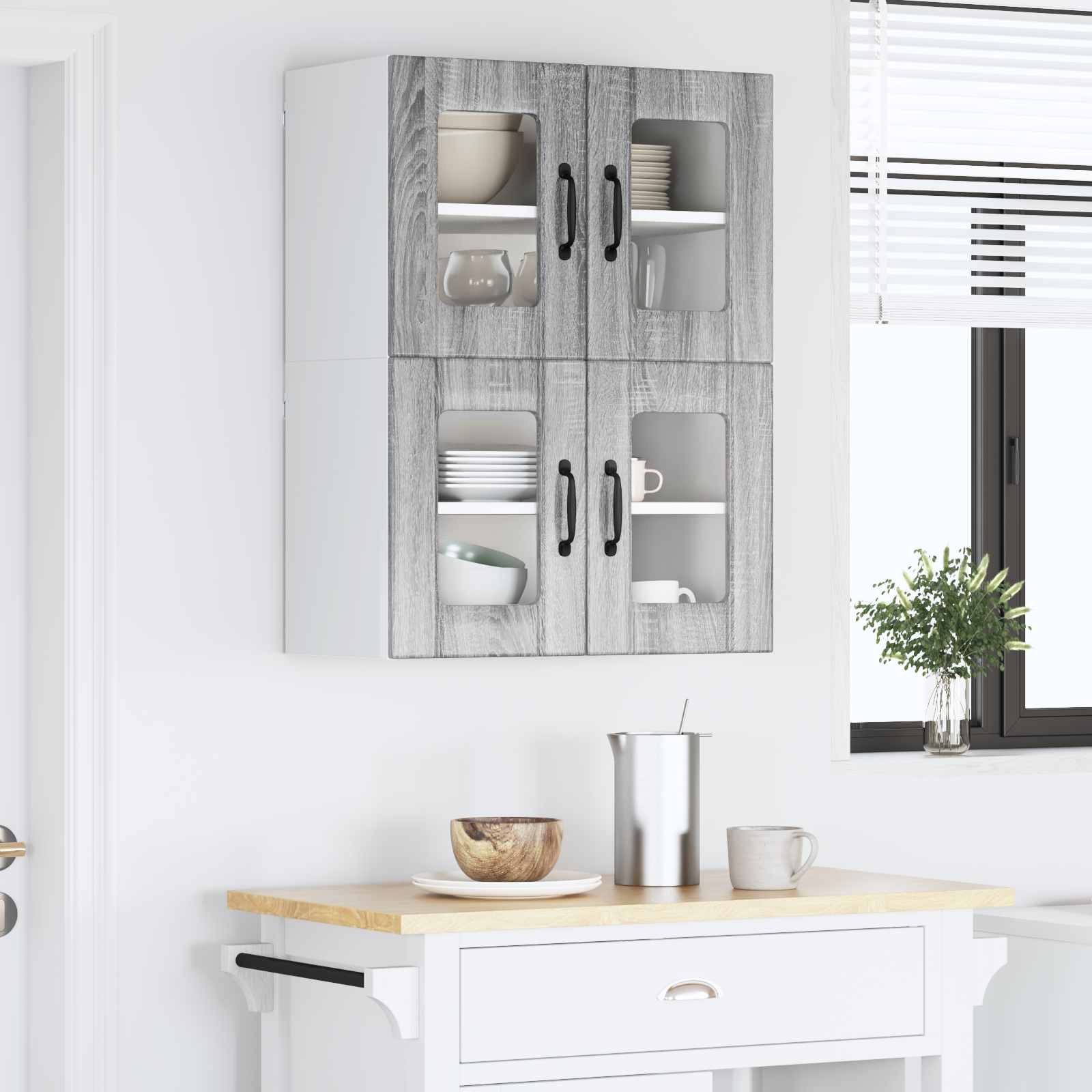 Wandglas-Schrank LUCCA 2 stk. Graues Sonoma Holzwerkstoff
