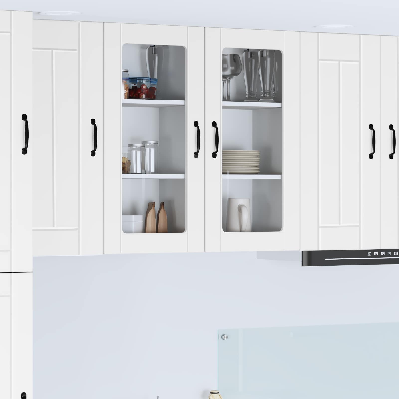 Wandglas-Schrank LUCCA 2 stk. Weiß Holzwerkstoff