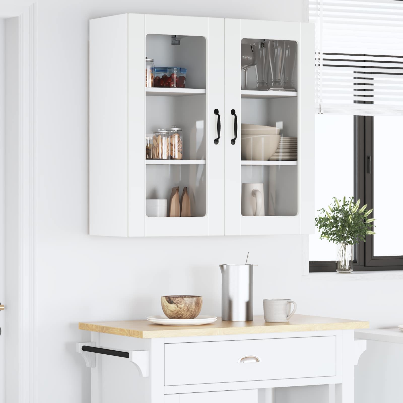 Wandglas-Schrank LUCCA 2 stk. Weiß Holzwerkstoff