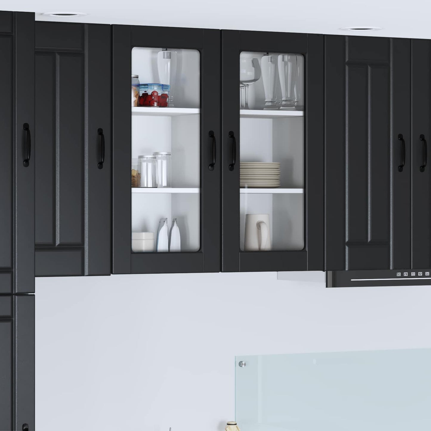 Wandglas-Schrank LUCCA 2 stk. Schwarz Holzwerkstoff