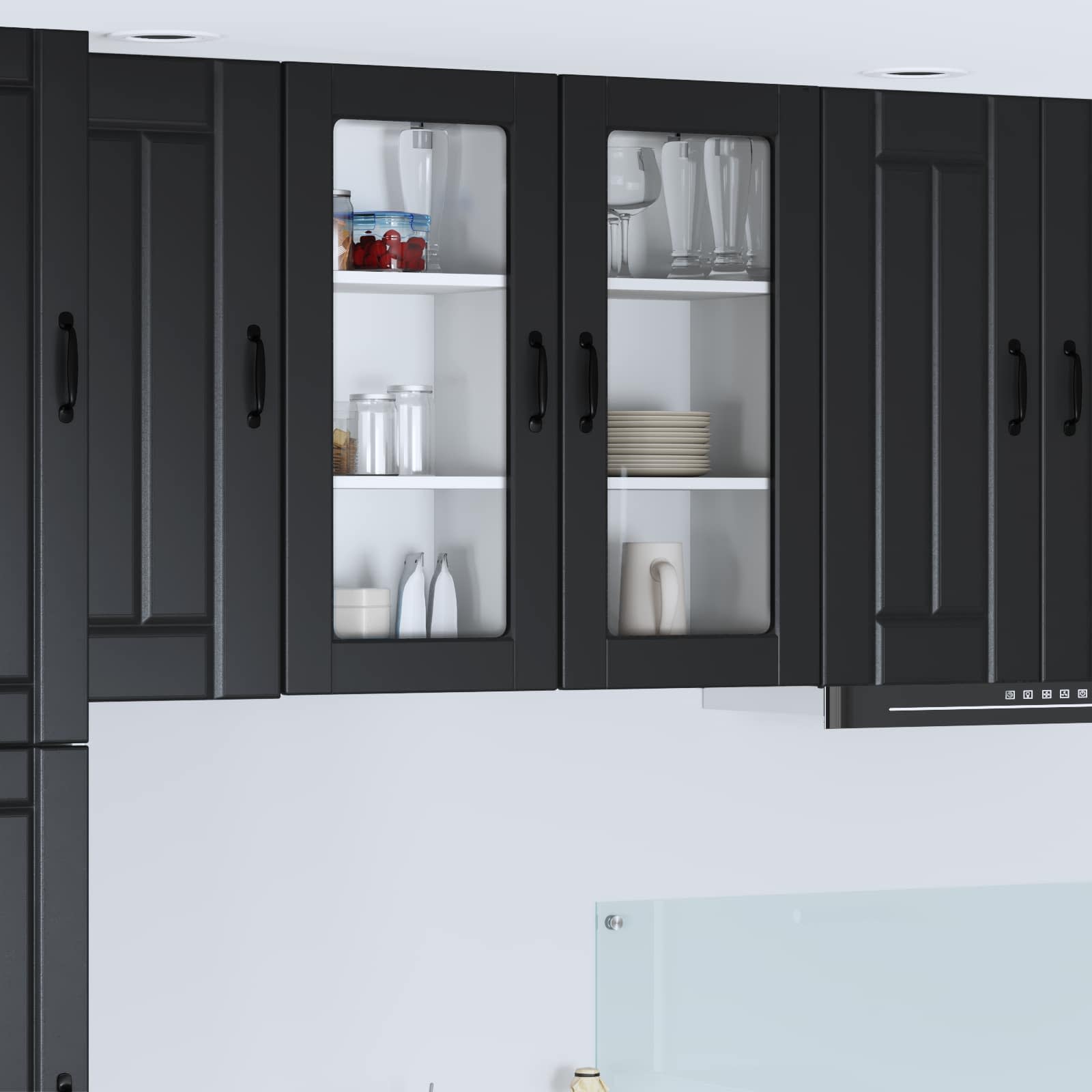 Wandglas-Schrank LUCCA 2 stk. Schwarz Holzwerkstoff