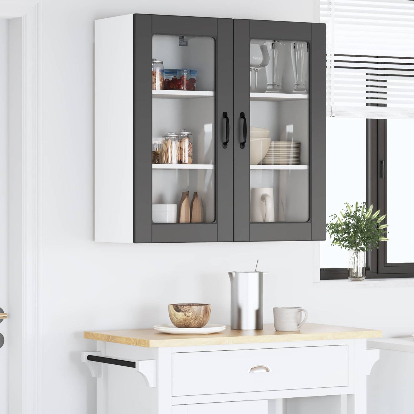 Wandglas-Schrank LUCCA 2 stk. Schwarz Holzwerkstoff
