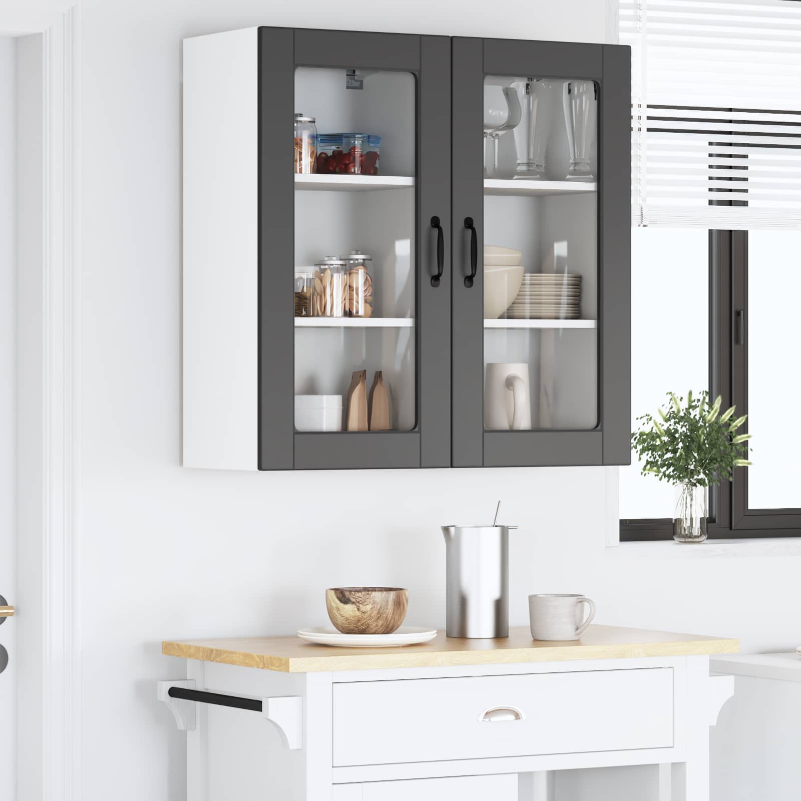 Wandglas-Schrank LUCCA 2 stk. Schwarz Holzwerkstoff
