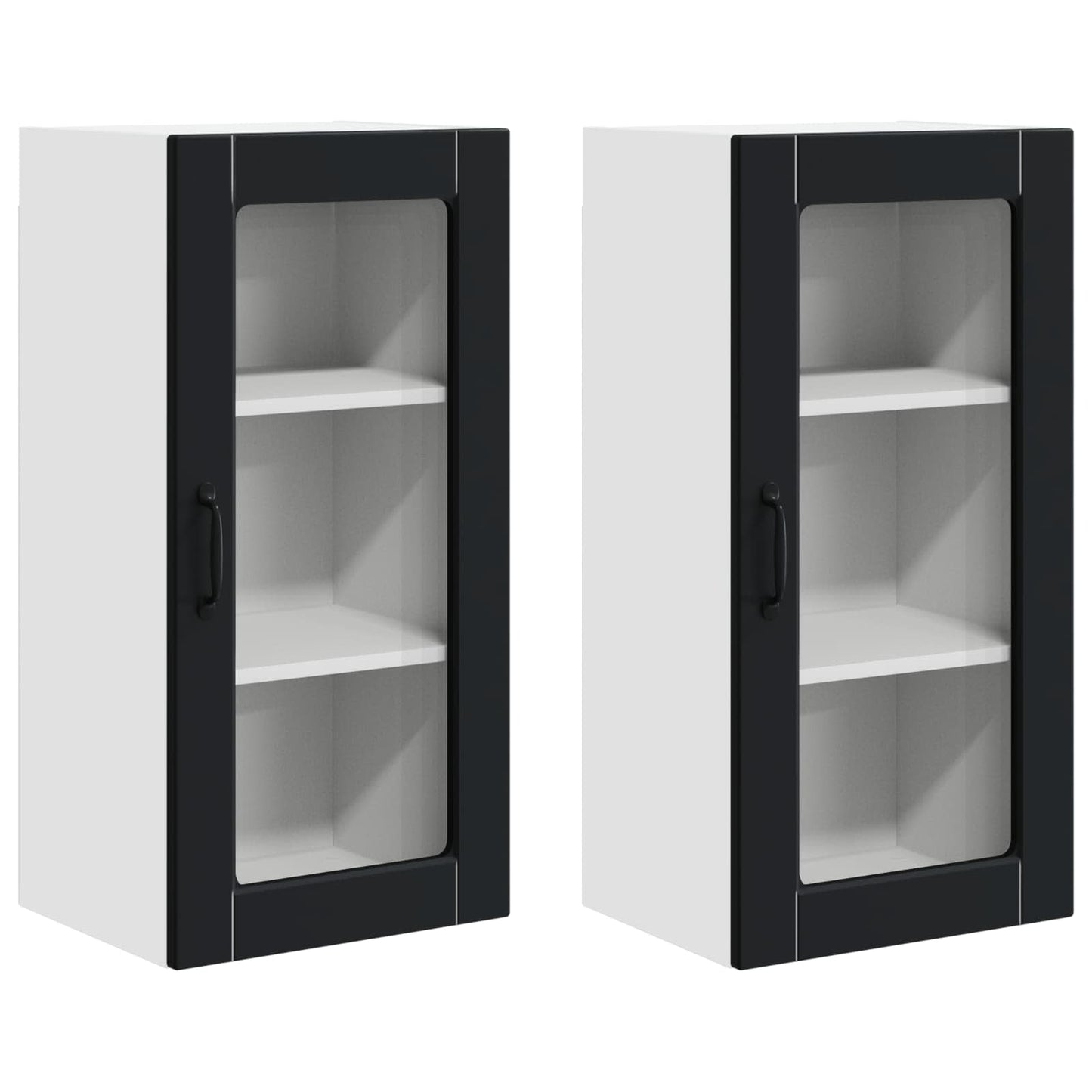 Wandglas-Schrank LUCCA 2 stk. Schwarz Holzwerkstoff