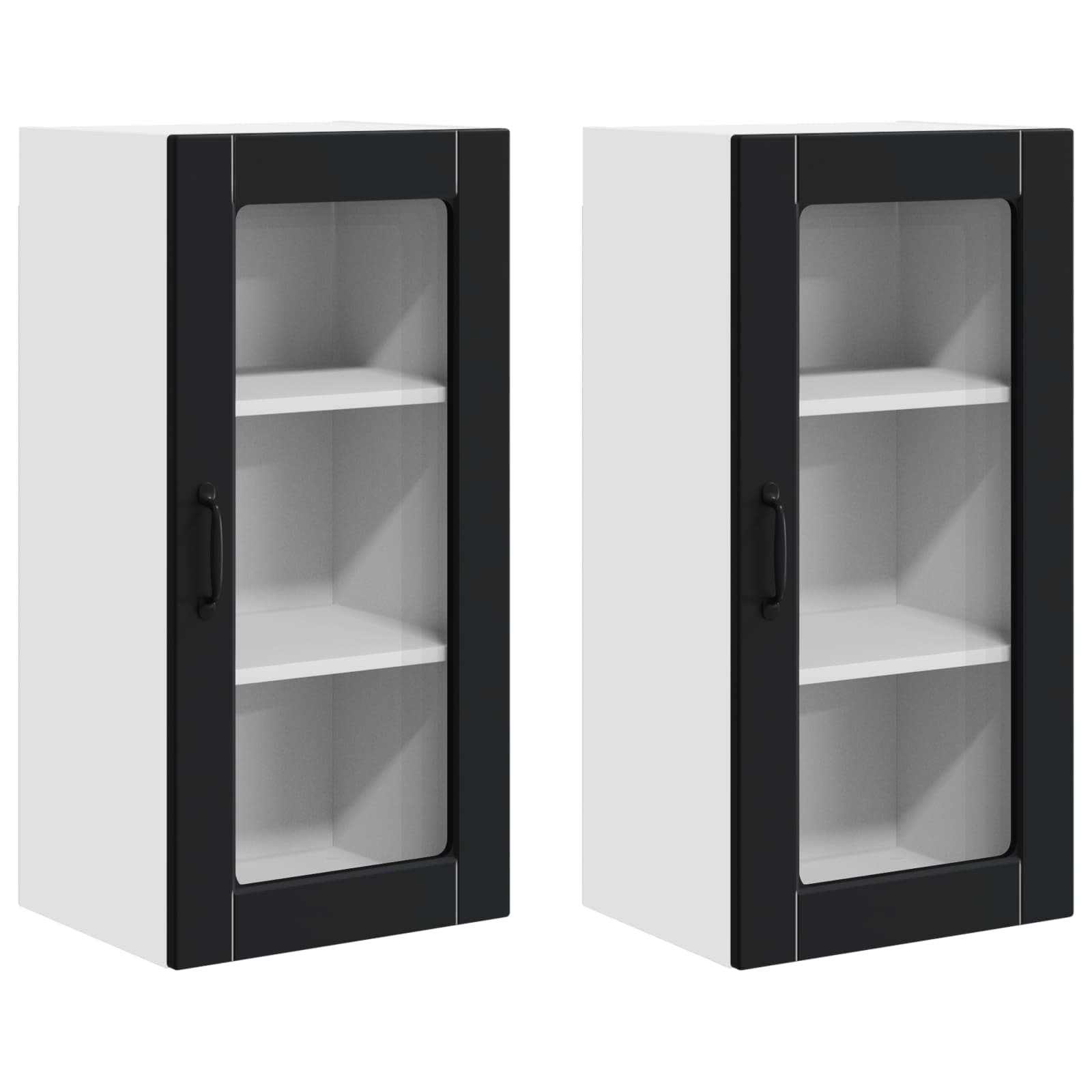 Wandglas-Schrank LUCCA 2 stk. Schwarz Holzwerkstoff