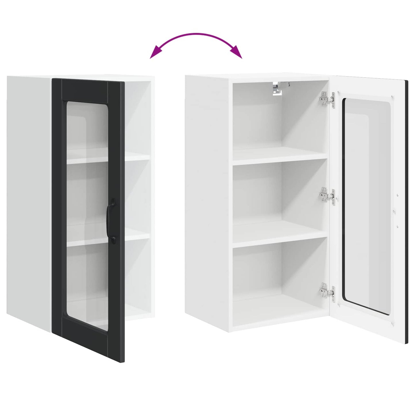 Wandglas-Schrank LUCCA 2 stk. Schwarz Holzwerkstoff