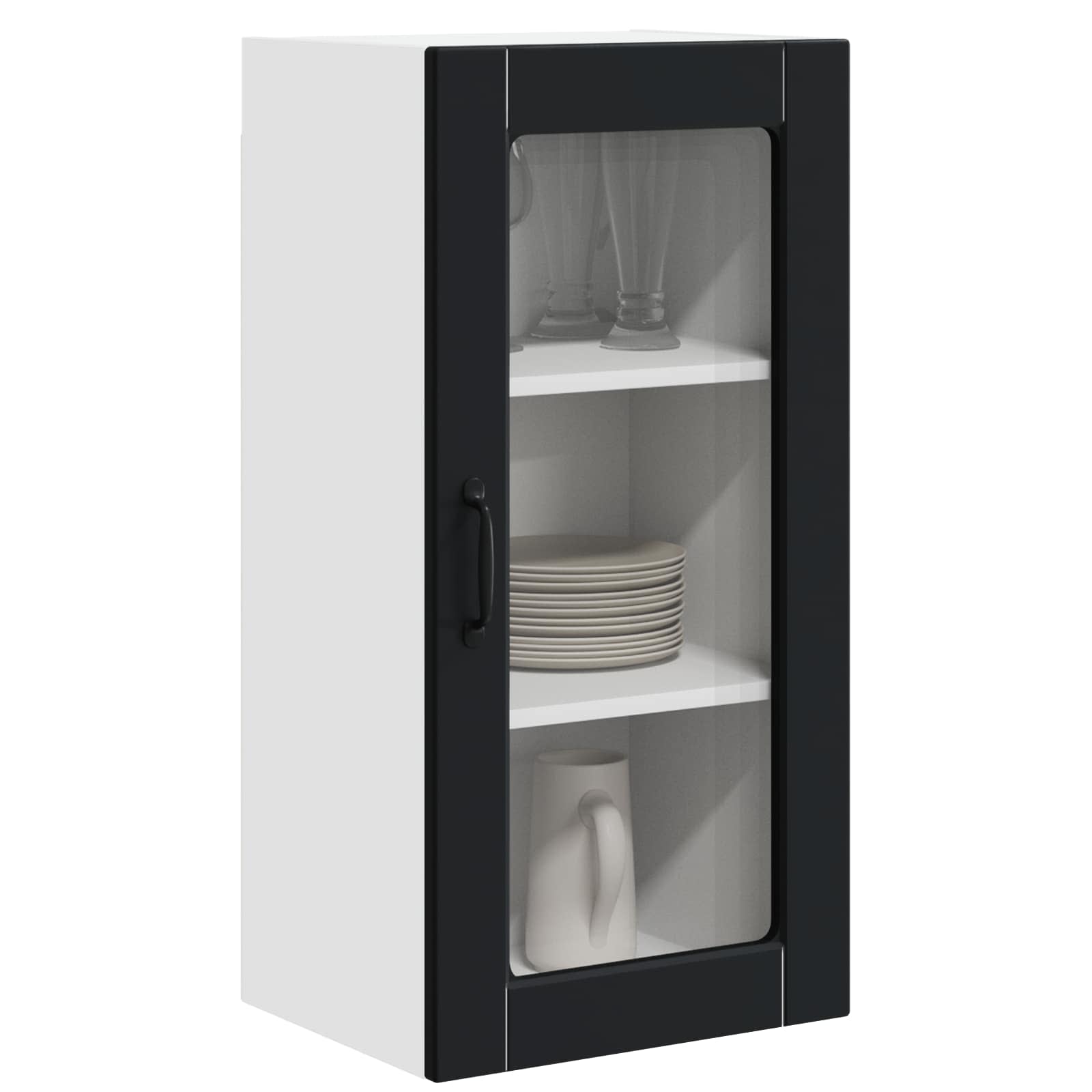 Wandglas-Schrank LUCCA 2 stk. Schwarz Holzwerkstoff