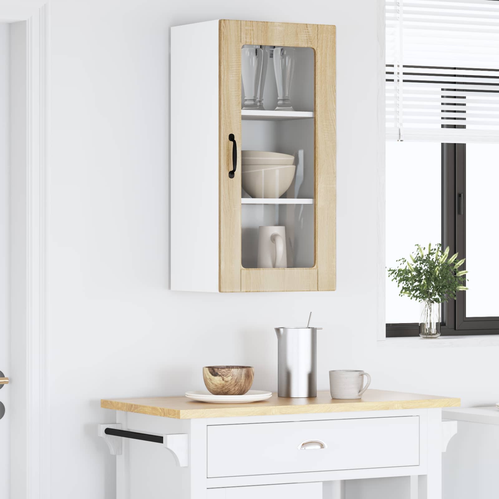 Wandglas-Schrank LUCCA Sonoma-Eiche 40 x 31 x 80 cm