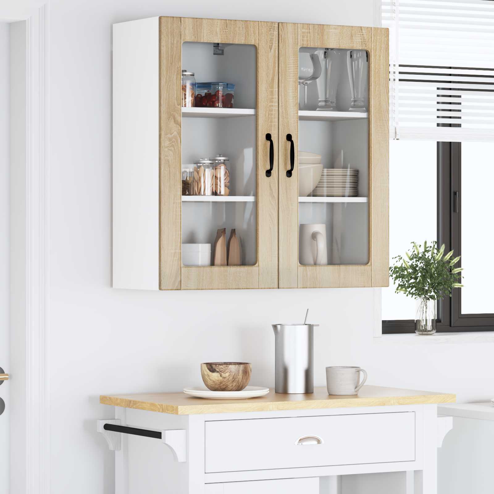 Wandglas-Schrank LUCCA 2 stk. Sonoma-Eiche Holzwerkstoff