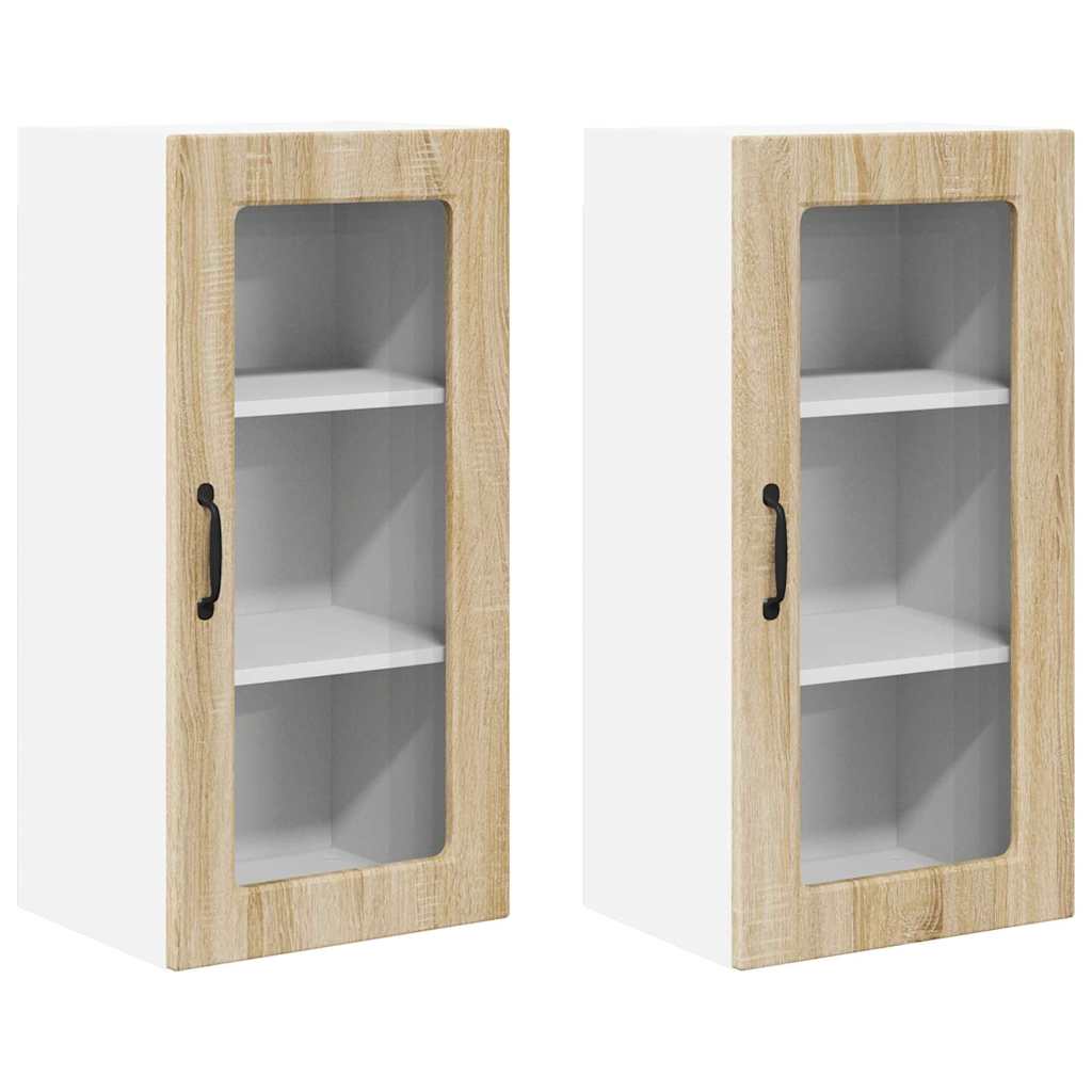 Küchenhängeschrank mit Regal 2 pcs Sonoma-Eiche 40 x 31 x 80 cm