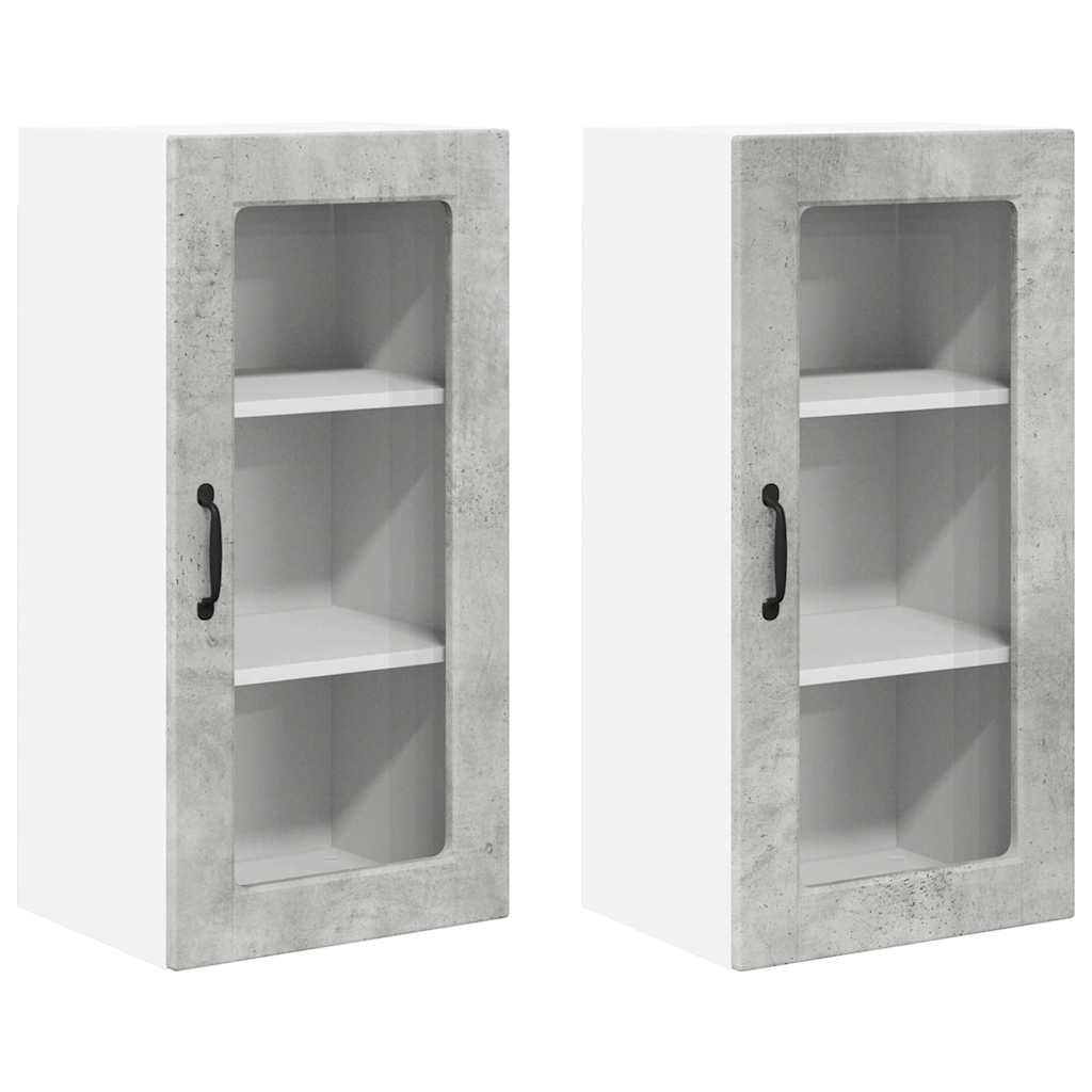 Küchenhängeschrank mit Regal 2 pcs Beton Grau 40 x 31 x 80 cm