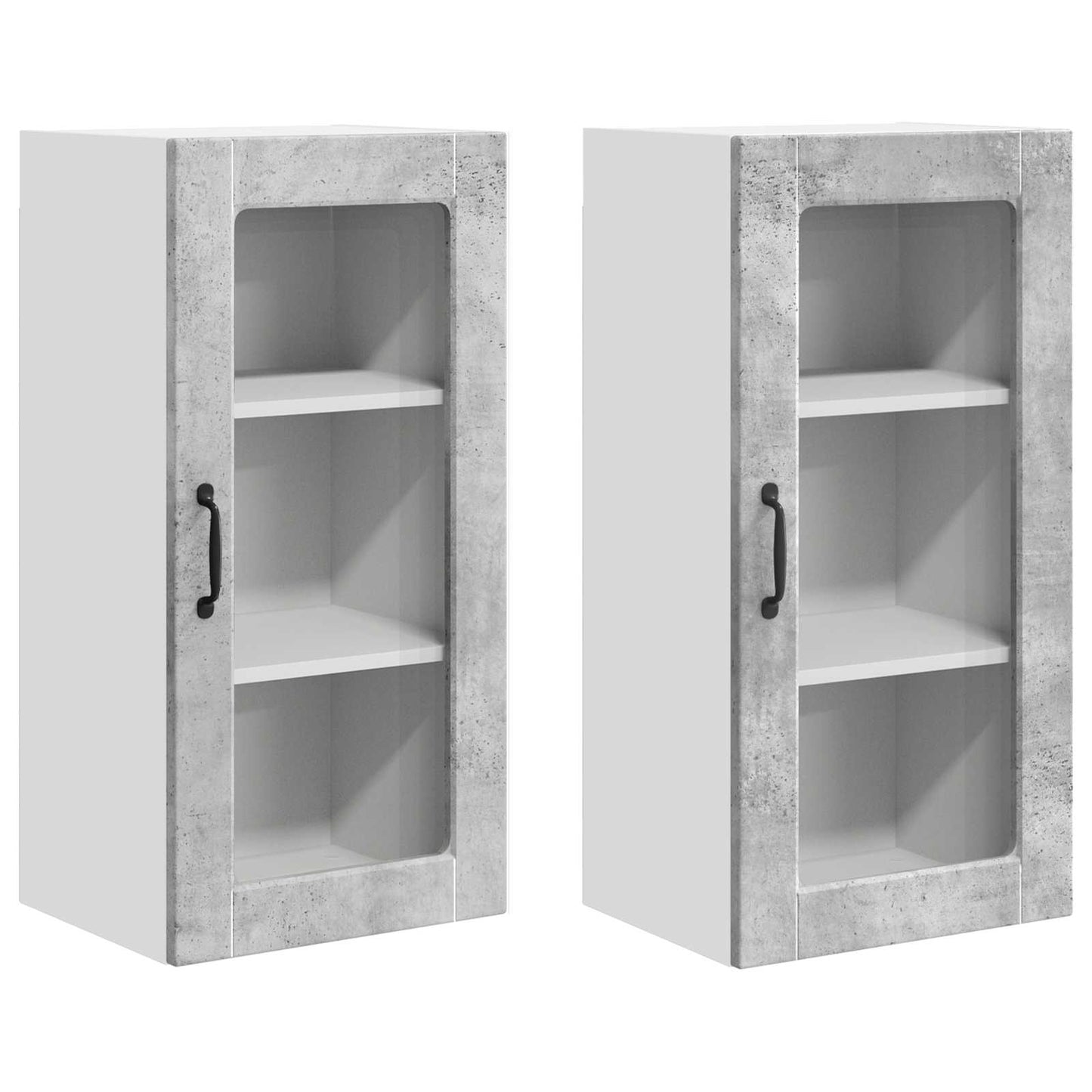 Wandglas-Schrank LUCCA 2 stk. Betongrau Holzwerkstoff