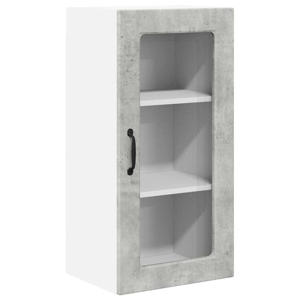 Küchenhängeschrank mit Regal 2 pcs Beton Grau 40 x 31 x 80 cm