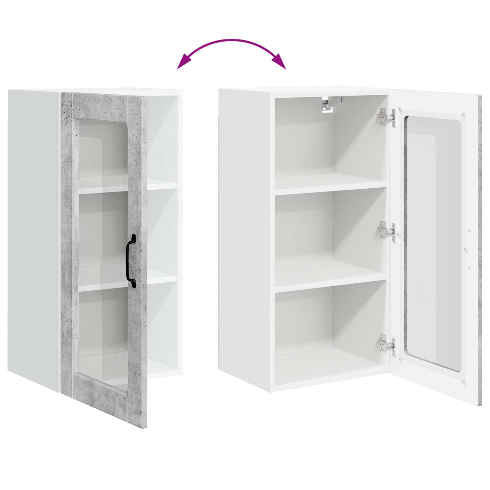 Wandglas-Schrank LUCCA 2 stk. Betongrau Holzwerkstoff