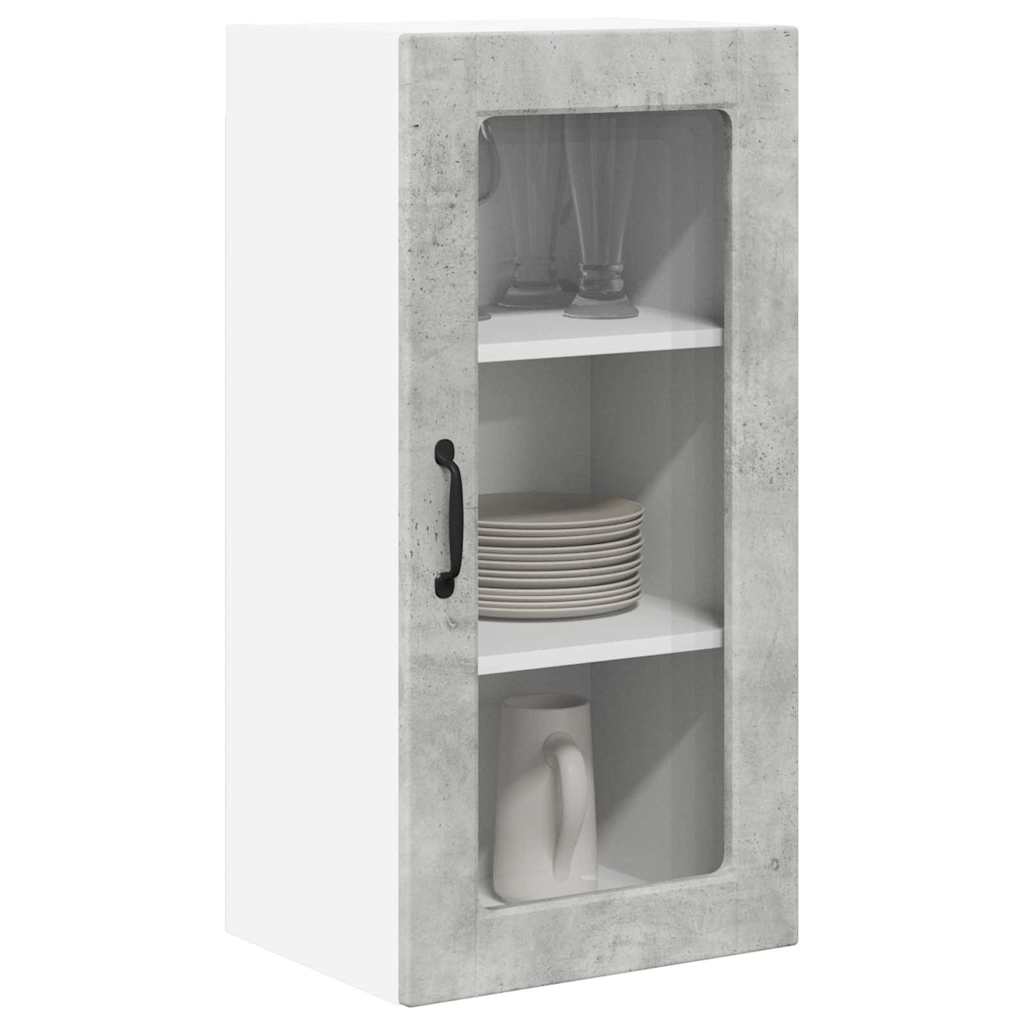 Küchenhängeschrank mit Regal 2 pcs Beton Grau 40 x 31 x 80 cm