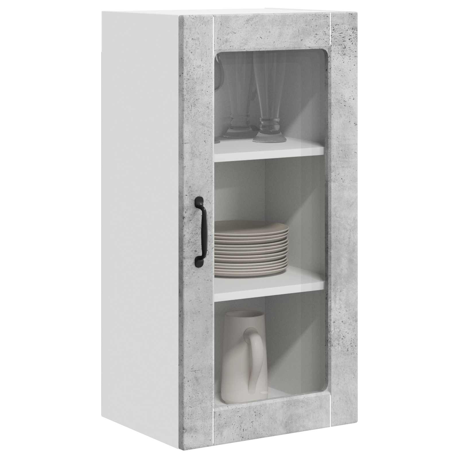 Wandglas-Schrank LUCCA 2 stk. Betongrau Holzwerkstoff