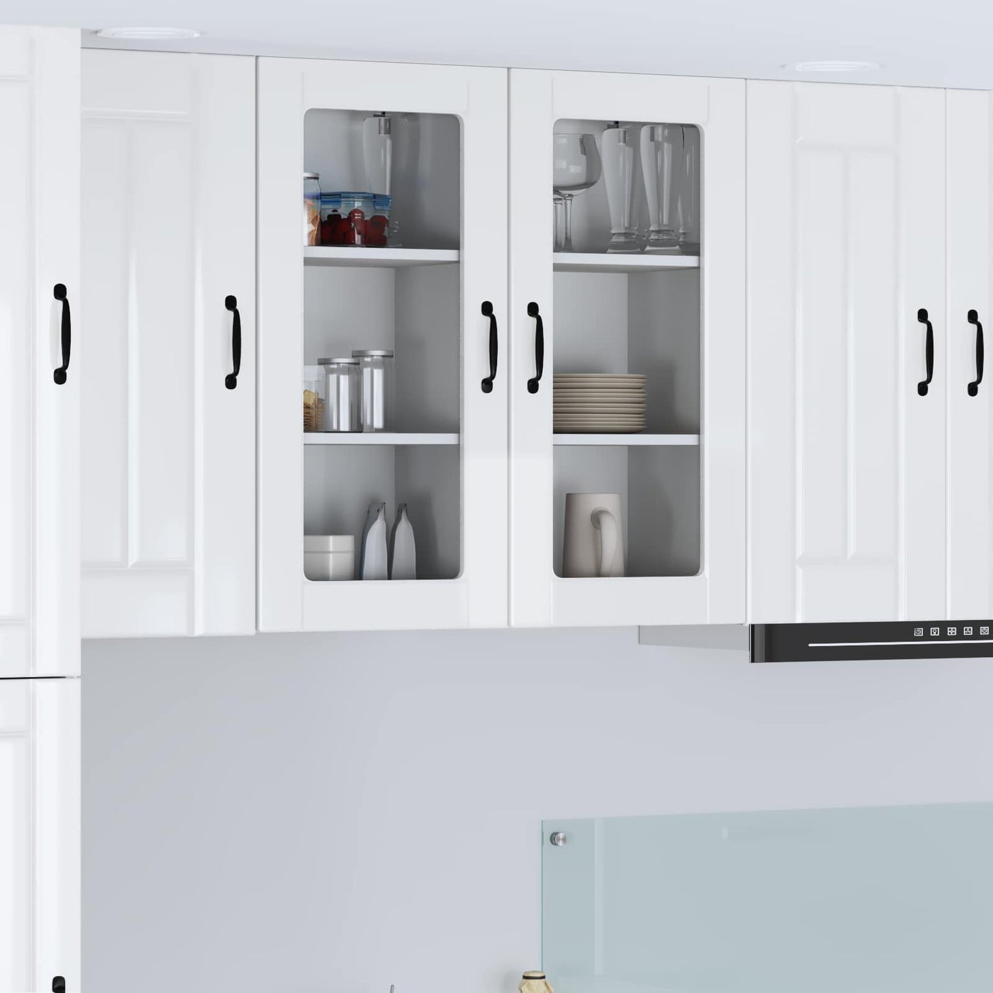 Wandglas-Schrank LUCCA 2 stk. Hochglanz Weiß Holzwerkstoff