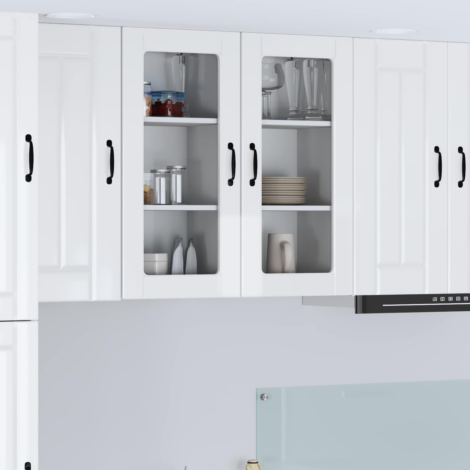 Wandglas-Schrank LUCCA 2 stk. Hochglanz Weiß Holzwerkstoff