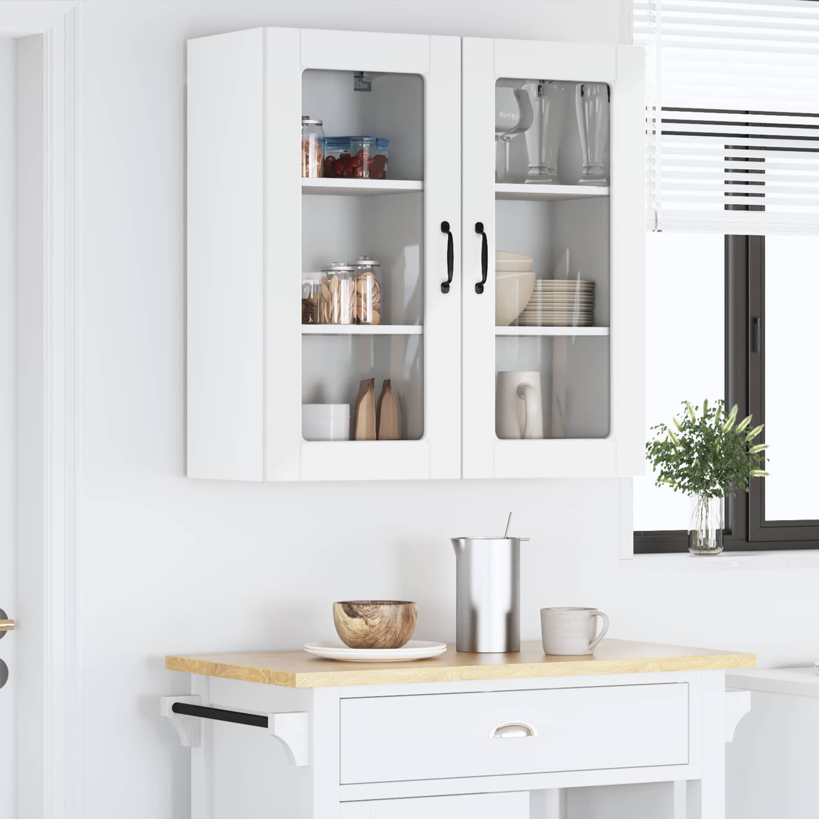 Wandglas-Schrank LUCCA 2 stk. Hochglanz Weiß Holzwerkstoff