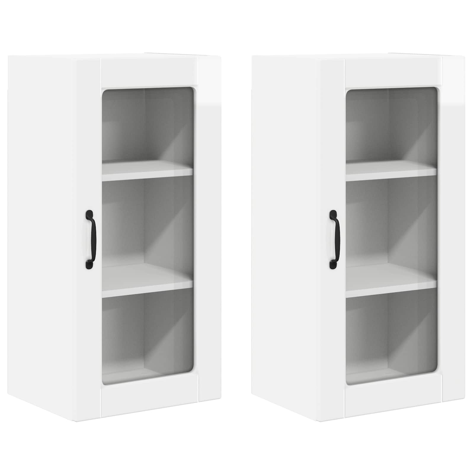 Wandglas-Schrank LUCCA 2 stk. Hochglanz Weiß Holzwerkstoff