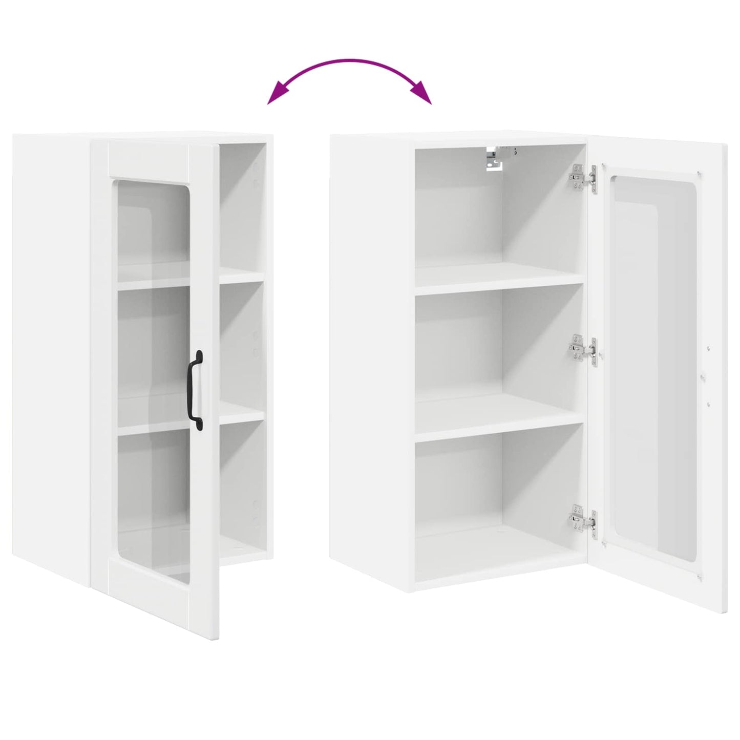 Wandglas-Schrank LUCCA 2 stk. Hochglanz Weiß Holzwerkstoff