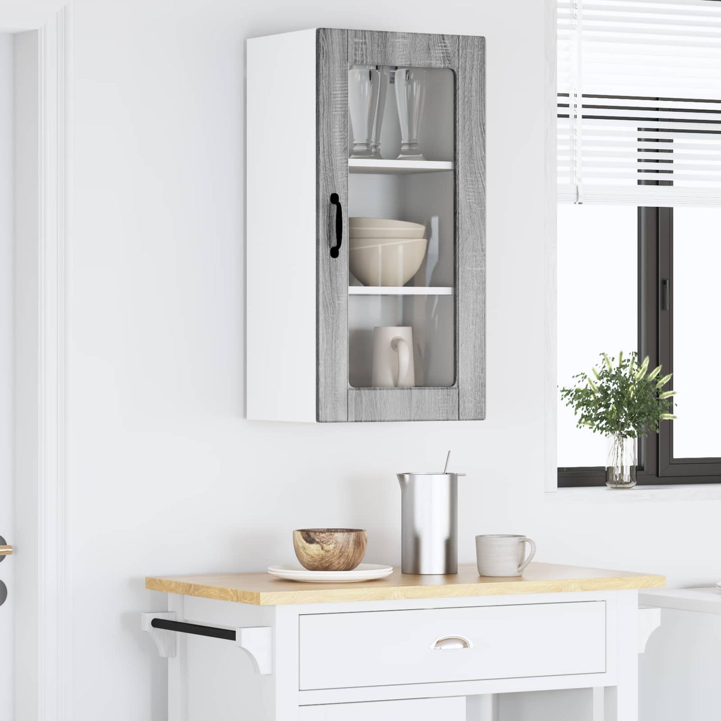 Wandglas-Schrank LUCCA 2 stk. Graues Sonoma Holzwerkstoff