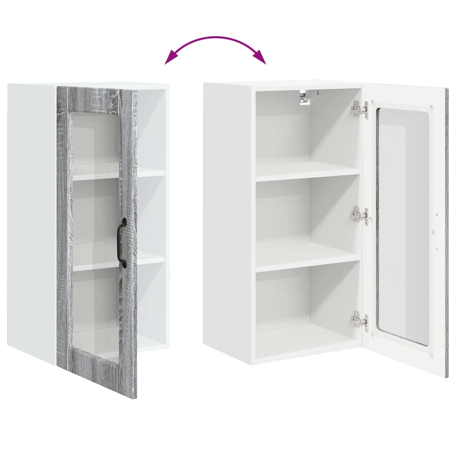 Wandglas-Schrank LUCCA 2 stk. Graues Sonoma Holzwerkstoff