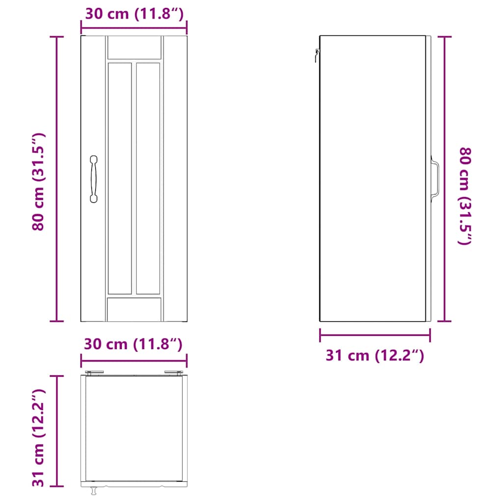 Wandschrank LUCCA 2 stk. Schwarz Holzwerkstoff