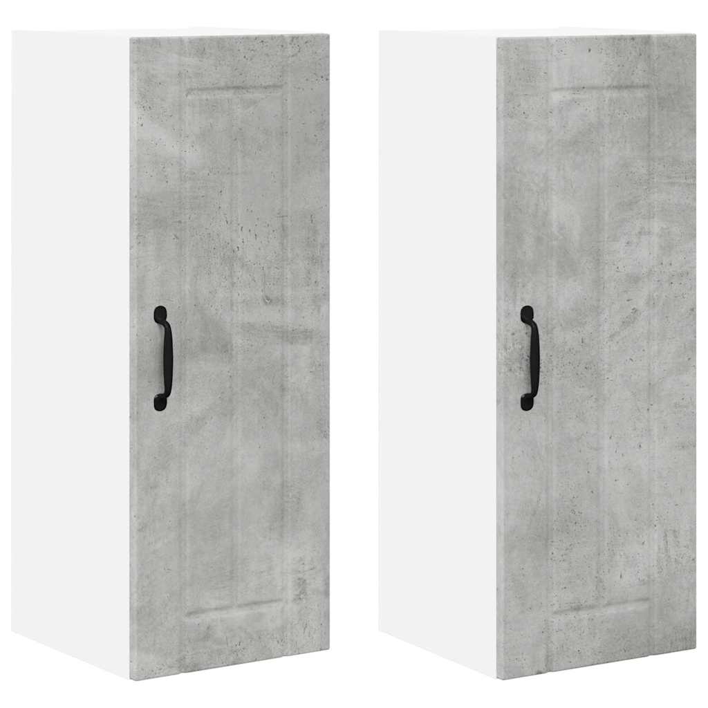Küchenhängeschrank mit Regal 2 pcs Beton Grau 30 x 31 x 80 cm