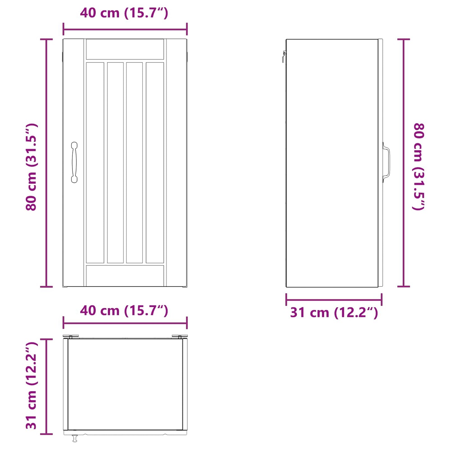 Wandschrank LUCCA Weiß 40 x 31 x 80 cm Holzwerkstoff
