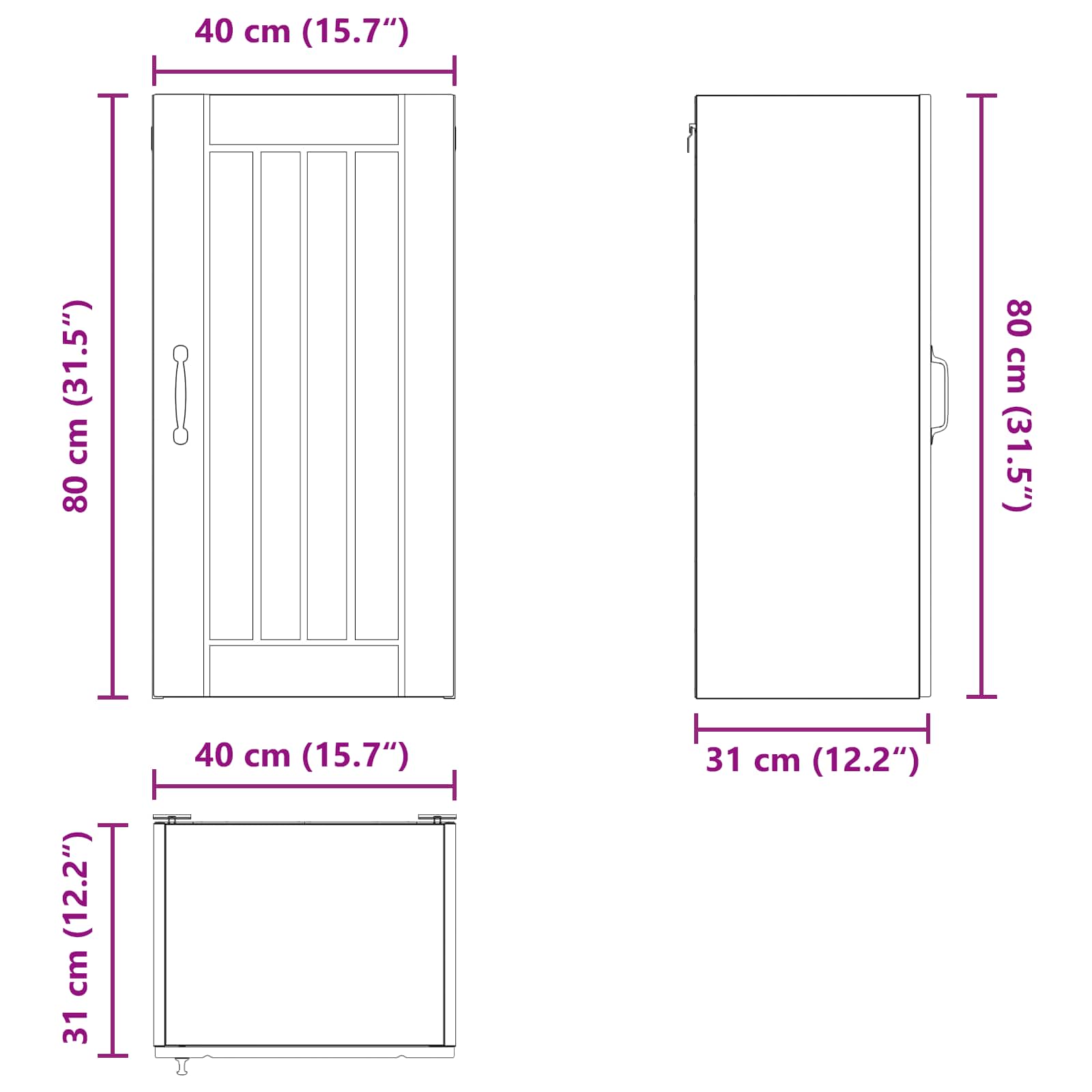 Wandschrank LUCCA Weiß 40 x 31 x 80 cm Holzwerkstoff