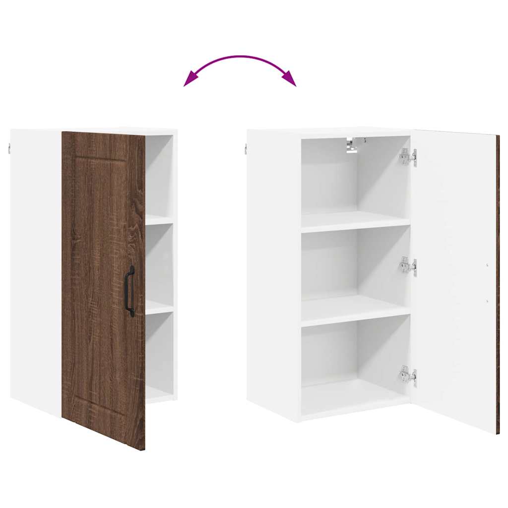 Küchenhängeschrank mit Regal Braun Eichen-Optik 40 x 31 x 80 cm