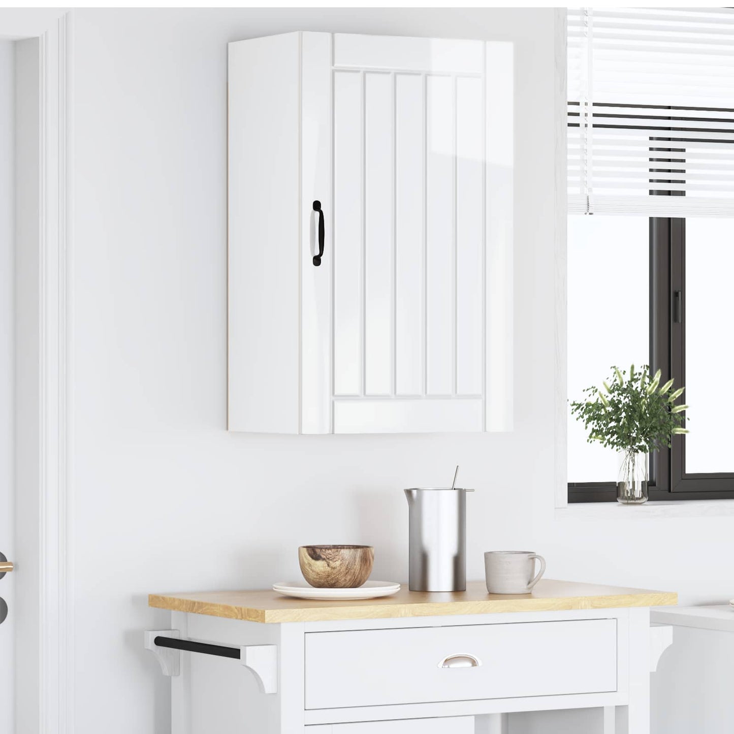 Wandschrank LUCCA Hochglanz Weiß 50 x 31 x 80 cm Holzwerkstoff