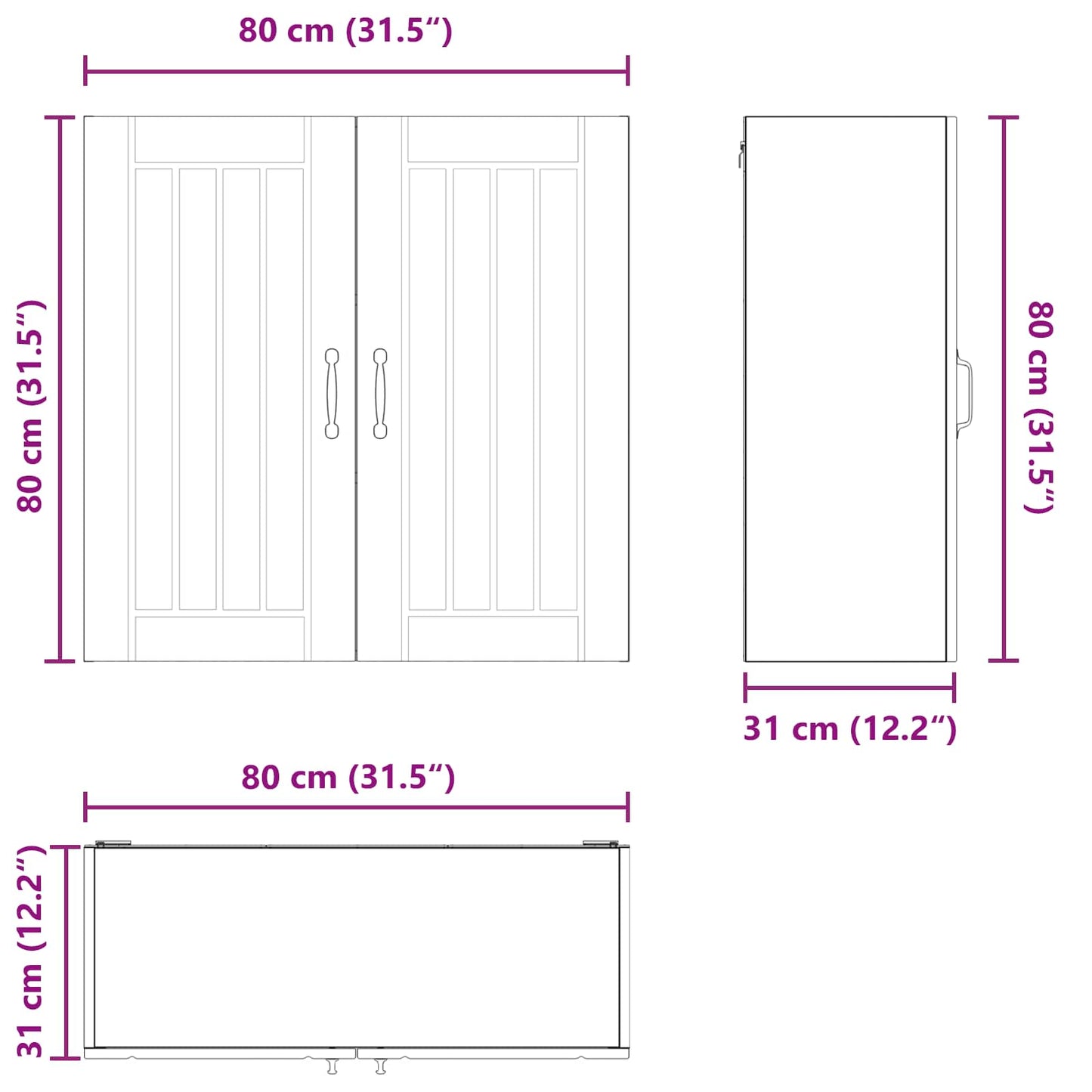 Wandschrank LUCCA Schwarz 80 x 31 x 80 cm Holzwerkstoff