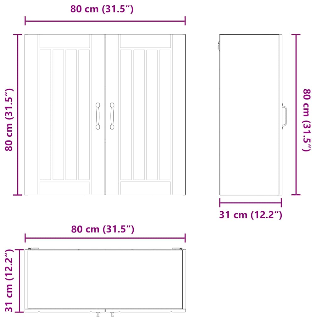 Wandschrank LUCCA Betongrau 80 x 31 x 80 cm Holzwerkstoff