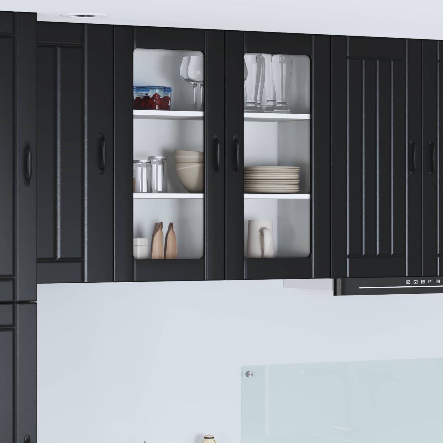 Wandglas-Schrank LUCCA Schwarz 80 x 31 x 80 cm Holzwerkstoff