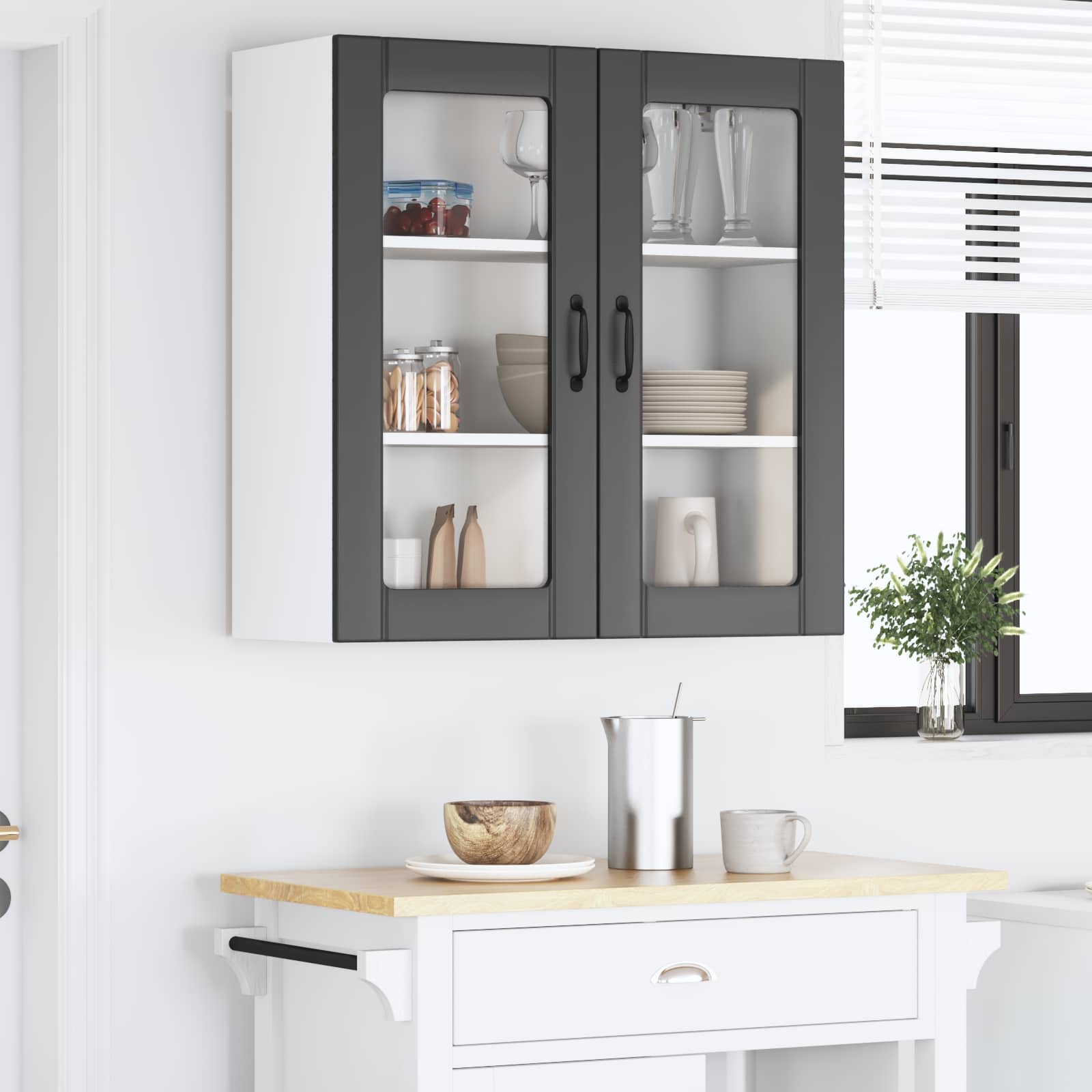 Wandglas-Schrank LUCCA Schwarz 80 x 31 x 80 cm Holzwerkstoff